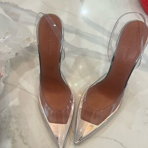 Amina Muaddi Silver and Transparent Heels 40.5